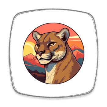 Cougar Aquarelle Colorée Dessin Animé Kawaii Animal - Magnet carré - blanc - Devant