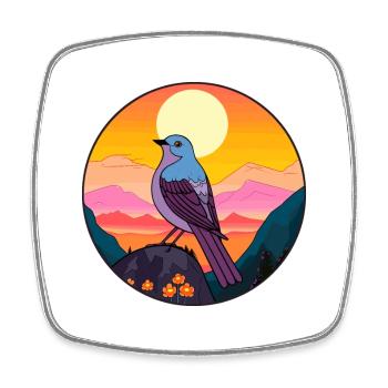 Cuckoo Colorful Watercolor Cartoon Kawaii Animal - Square fridge magnet - white - Front