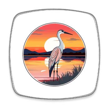 Kranich Haustier Bunte Aquarell Karikatur Kawaii Haustier - Viereckiger Kühlschrankmagnet - Weiß - Vorne