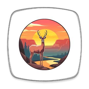 Hirsch buntes Aquarell Cartoon Kawaii Tier - Viereckiger Kühlschrankmagnet - Weiß - Vorne