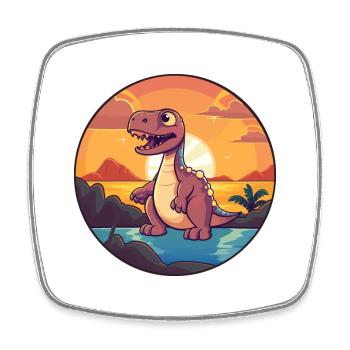 Dinosaure Aquarelle Colorée Dessin Animé Kawaii Animal - Magnet carré - blanc - Devant