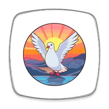 Taube buntes Aquarell Cartoon Kawaii Tier - Viereckiger Kühlschrankmagnet - Weiß - Vorne