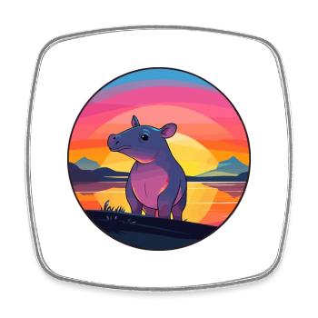 Tapir Buntes Aquarell Cartoon Kawaii Tier - Viereckiger Kühlschrankmagnet - Weiß - Vorne