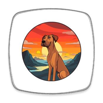 Chien Aquarelle Colorée Dessin Animé Kawaii Animal - Magnet carré - blanc - Devant
