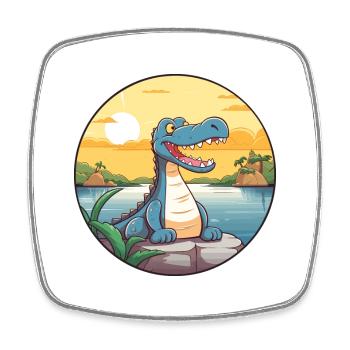 Crocodile Aquarelle Colorée Dessin Animé Kawaii Pet - Magnet carré - blanc - Devant