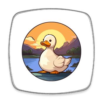 Ente buntes Aquarell Cartoon Kawaii Tier - Viereckiger Kühlschrankmagnet - Weiß - Vorne