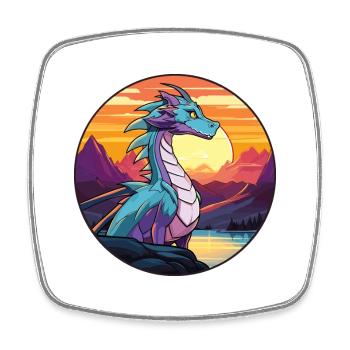 Drache Buntes Aquarell Cartoon Kawaii Tier - Viereckiger Kühlschrankmagnet - Weiß - Vorne