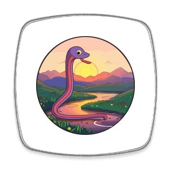 Regenwurm Buntes Aquarell Cartoon Kawaii Haustier - Viereckiger Kühlschrankmagnet - Weiß - Vorne