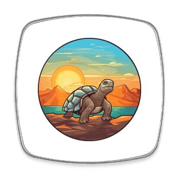 Turtle Colorful Watercolor Cartoon Kawaii Animal - Square fridge magnet - white - Front
