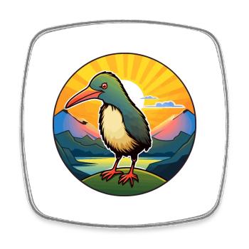 Kiwi Vogel Buntes Aquarell Cartoon Kawaii Haustier - Viereckiger Kühlschrankmagnet - Weiß - Vorne