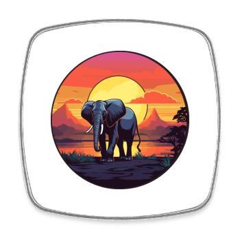 Elefant buntes Aquarell Cartoon Kawaii Tier - Viereckiger Kühlschrankmagnet - Weiß - Vorne