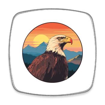 Eagle Colorful Watercolor Cartoon Kawaii Animal - Square fridge magnet - white - Front