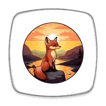 Gelehrter Fuchs Buntes Aquarell Cartoon Kawaii Haustier - Viereckiger Kühlschrankmagnet - Weiß - Vorne