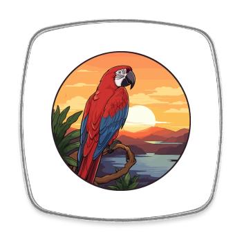 Papagei buntes Aquarell Cartoon Kawaii Tier - Viereckiger Kühlschrankmagnet - Weiß - Vorne