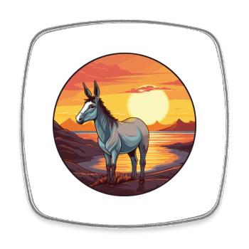 Donkey Colorful Watercolor Cartoon Kawaii Animal - Square fridge magnet - white - Front