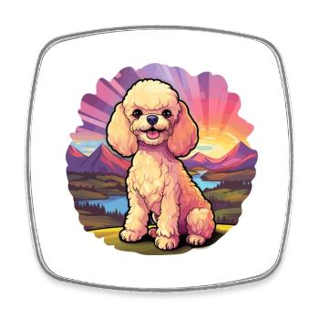 Pudel Hund Buntes Aquarell Cartoon Kawaii Haustier - Viereckiger Kühlschrankmagnet - Weiß - Vorne