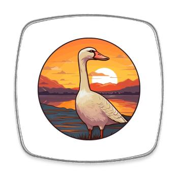 Gans buntes Aquarell Cartoon Kawaii Tier - Viereckiger Kühlschrankmagnet - Weiß - Vorne