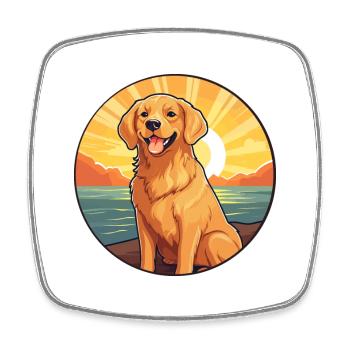 Golden Retriever Hund Bunte Aquarell-Karikatur - Viereckiger Kühlschrankmagnet - Weiß - Vorne