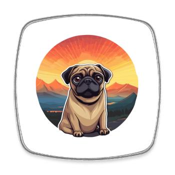 Mopshund buntes Aquarell Cartoon Kawaii Tier - Viereckiger Kühlschrankmagnet - Weiß - Vorne