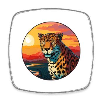 Leopard Colorful Watercolor Cartoon Kawaii Animal - Square fridge magnet - white - Front
