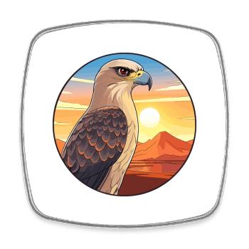 Falcon Colorful Watercolor Cartoon Kawaii Animal - Square fridge magnet - white - Front