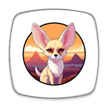 Fennec Fuchs Buntes Aquarell Cartoon Kawaii Haustier - Viereckiger Kühlschrankmagnet - Weiß - Vorne