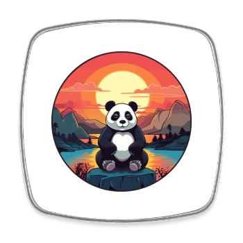 Panda Colorful Watercolor Cartoon Kawaii Animal - Square fridge magnet - white - Front