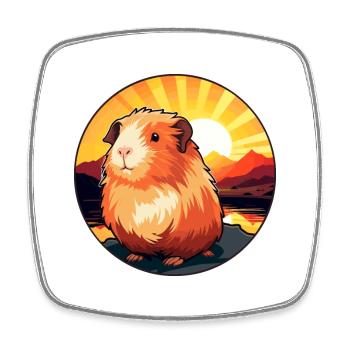 Guinea Pig Colorful Watercolor Cartoon Kawaii Pet - Square fridge magnet - white - Front