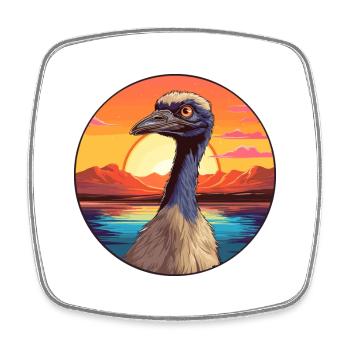 Emu Colorful Watercolor Cartoon Kawaii Animal - Square fridge magnet - white - Front