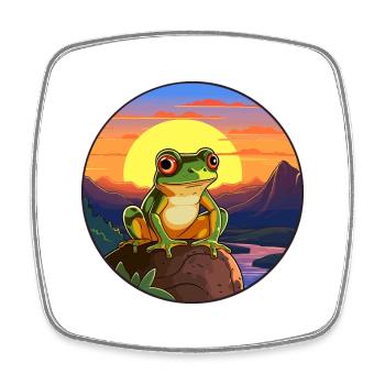 Frosch buntes Aquarell Cartoon Kawaii Tier - Viereckiger Kühlschrankmagnet - Weiß - Vorne