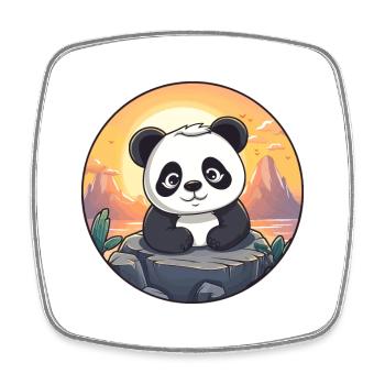 Panda Colorful Watercolor Cartoon Kawaii Animal - Square fridge magnet - white - Front