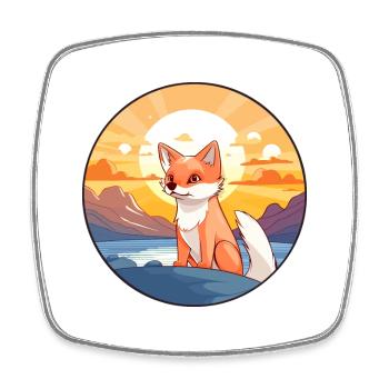Fuchs Buntes Aquarell Cartoon Kawaii Tier - Viereckiger Kühlschrankmagnet - Weiß - Vorne