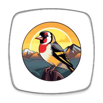 Stieglitz Bunte Aquarell-Karikatur Kawaii Haustier - Viereckiger Kühlschrankmagnet - Weiß - Vorne