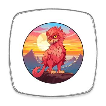 Griffon Aquarelle Colorée Dessin Animé Kawaii Animal - Magnet carré - blanc - Devant