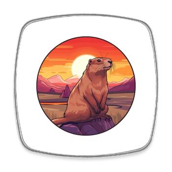Gopher Colorful Watercolor Cartoon Kawaii Animal - Square fridge magnet - white - Front