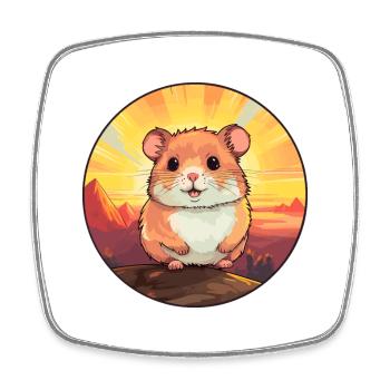 Hamster Colorful Watercolor Cartoon Kawaii Animal - Square fridge magnet - white - Front