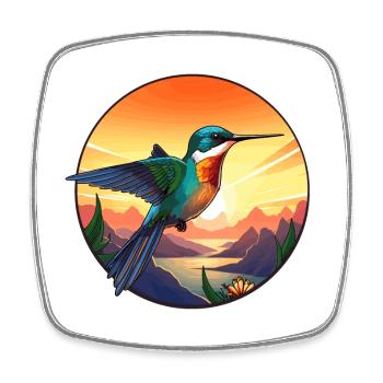 Colibri coloré aquarelle dessin animé kawaii animal de compagnie - Magnet carré - blanc - Devant