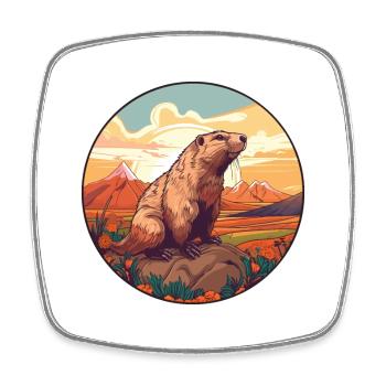 Und täglich grüßt das Murmeltier bunte Aquarell-Karikatur Kawaii Haustier - Viereckiger Kühlschrankmagnet - Weiß - Vorne