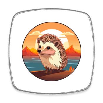 Igel Buntes Aquarell Cartoon Kawaii Tier - Viereckiger Kühlschrankmagnet - Weiß - Vorne