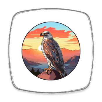 Faucon Aquarelle Colorée Dessin Animé Kawaii Animal - Magnet carré - blanc - Devant