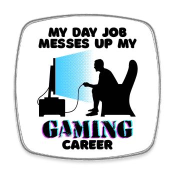 Karriere Gamer Statement Workaholic Arbeit Job - Viereckiger Kühlschrankmagnet - Weiß - Vorne