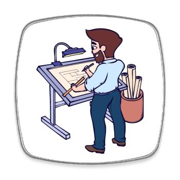 Project Manager Architect Job Supervisor Career - Square fridge magnet - white - Front
