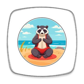 Blaireau Cartoon Yoga Plage Illustration D’été - Magnet carré - blanc - Devant