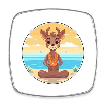 Antilope Cartoon Yoga Strand Sommer Illustration - Viereckiger Kühlschrankmagnet - Weiß - Vorne