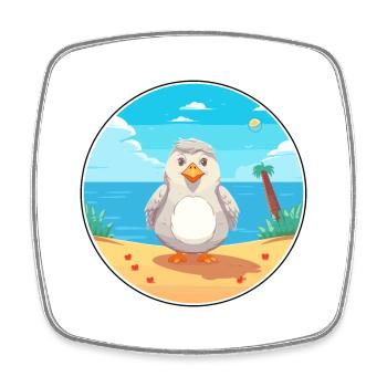 Oiseau Cartoon Yoga Plage Illustration D’été - Magnet carré - blanc - Devant