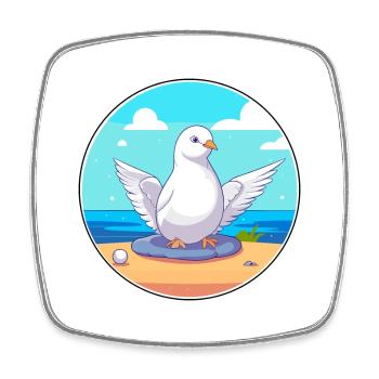 Taube Cartoon Yoga Strand Sommer Illustration - Viereckiger Kühlschrankmagnet - Weiß - Vorne