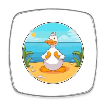 Dessin animé de canard Yoga plage Illustration d’été - Magnet carré - blanc - Devant