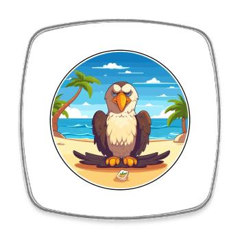 Adler Cartoon Yoga Strand Sommer Illustration - Viereckiger Kühlschrankmagnet - Weiß - Vorne