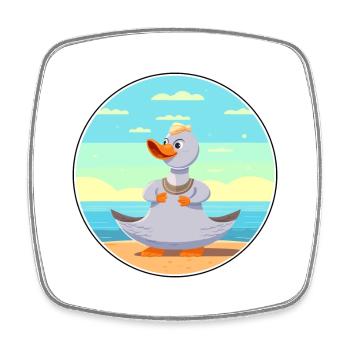 Gans Cartoon Yoga Strand Sommer Illustration - Viereckiger Kühlschrankmagnet - Weiß - Vorne