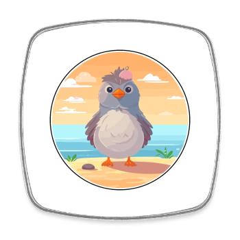 Cuckoo Cartoon Yoga Beach Summer Illustration - Square fridge magnet - white - Front